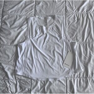New Lululemon Sculpt Cropped Tank Top Lace Trim White Size 12 $68 Lightweight
